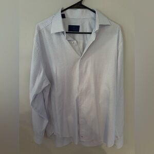 David Donahue Dress Shirt 16 34/35 Blue Grid Pattern – EUC